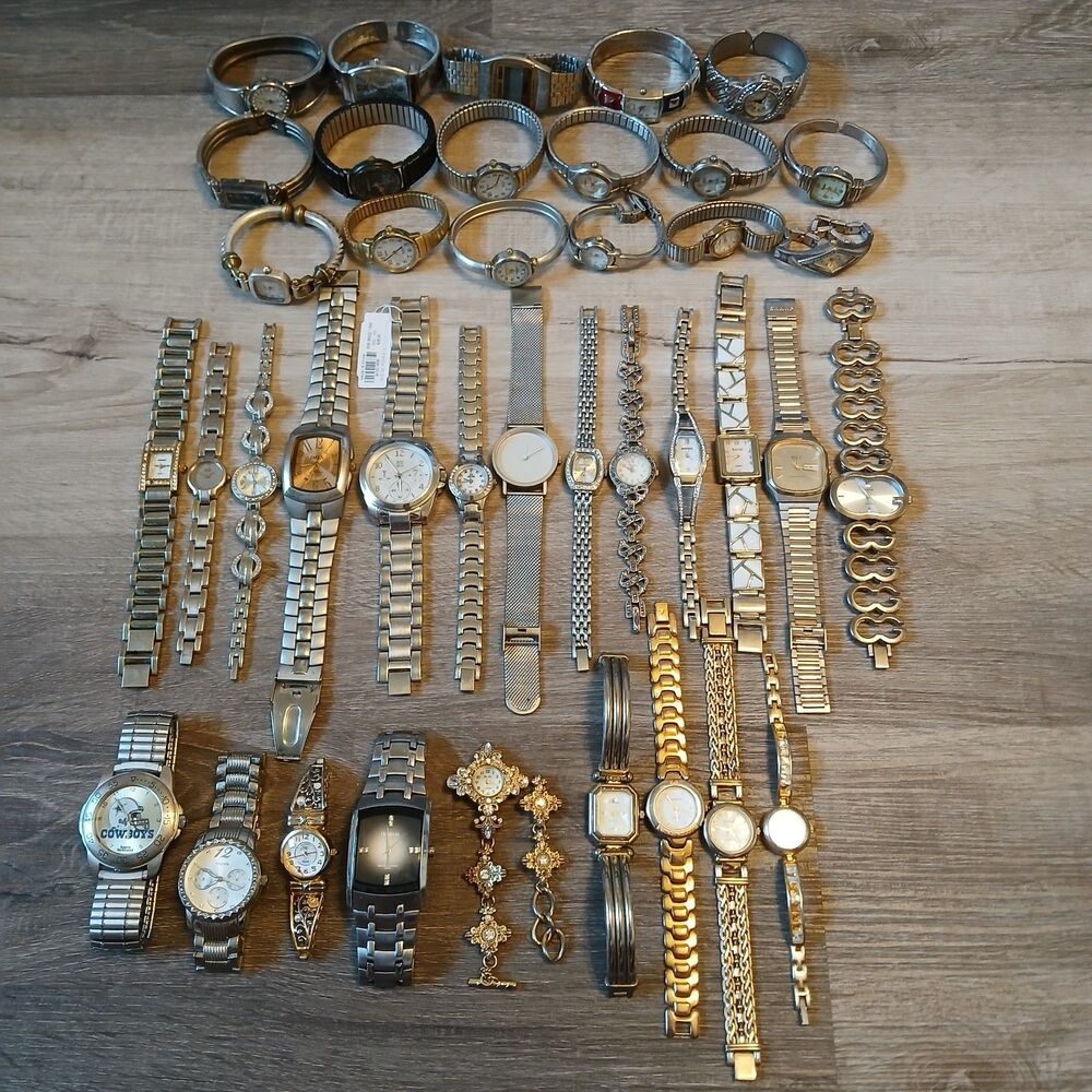 Lot 35+ Watches Parts/Repair ALL Metal Timex Liz Claiborne Armitron Jaclyn Smith